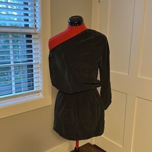 Joie Ashton Silk One Sleeve Minidresss, Black, Size XS